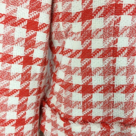 Women's Red and White Houndstooth Jacket - Picture 5 of 11